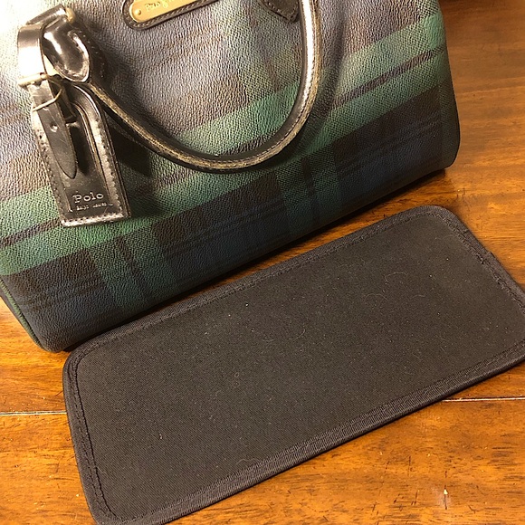 MRALPH LAUREN Black Watch Plaid Speedy Boston Bandolier Travel Bag 30cm - Picture 9 of 17